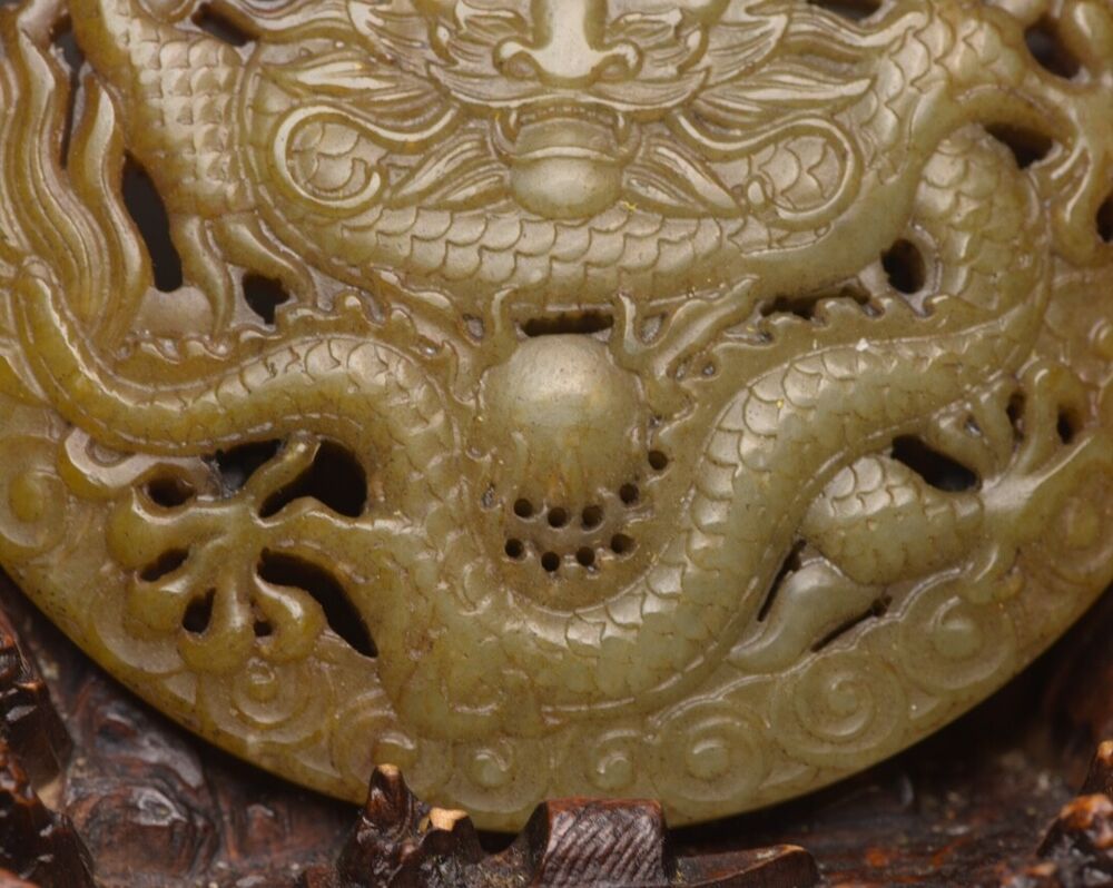 Chinese Natural Hetian Jade Carving Dragon Statues Exquisite Sculpture Art Rare