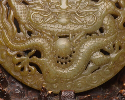 Chinese Natural Hetian Jade Carving Dragon Statues Exquisite Sculpture Art Rare