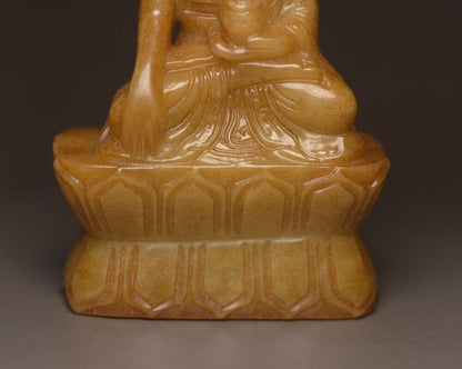 Antique Chinese Hetian Jade Hand Carving Buddha Statue Decor Collections Artwork