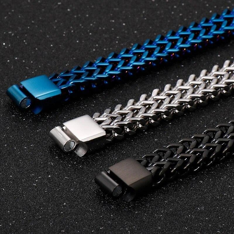 Meshed Woven Stainless Steel Bracelet Curb Chain Cuban Link Wristband Men Women