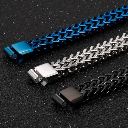 Meshed Woven Stainless Steel Bracelet Curb Chain Cuban Link Wristband Men Women