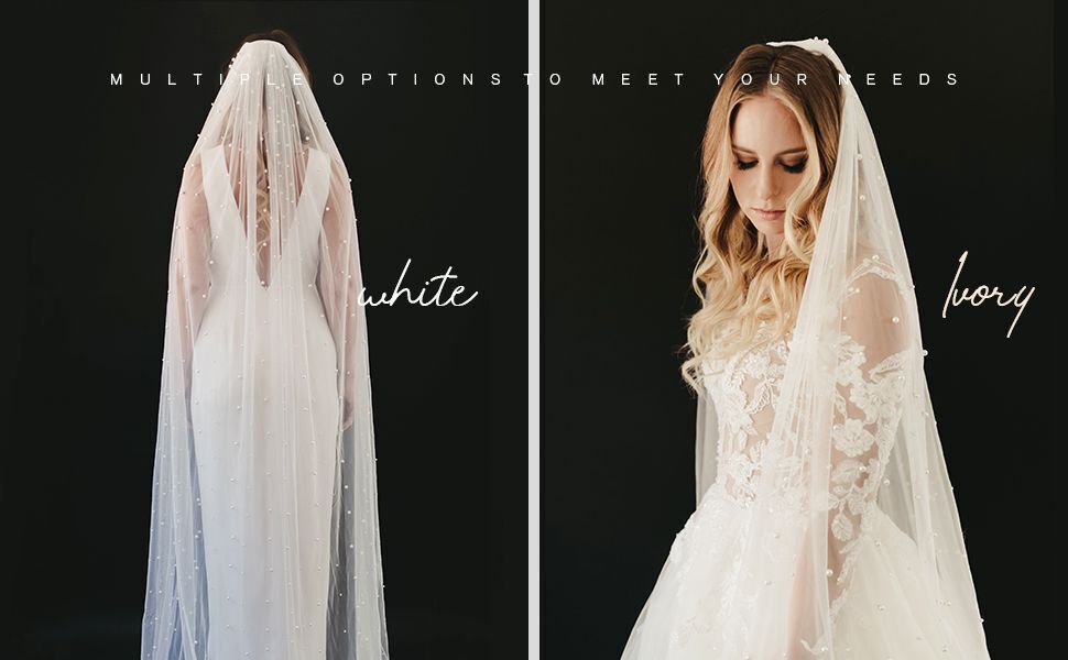 Wedding Veil With Comb Luxury Bridal Pearl Tulle Party Hair Accessories 75-500cm