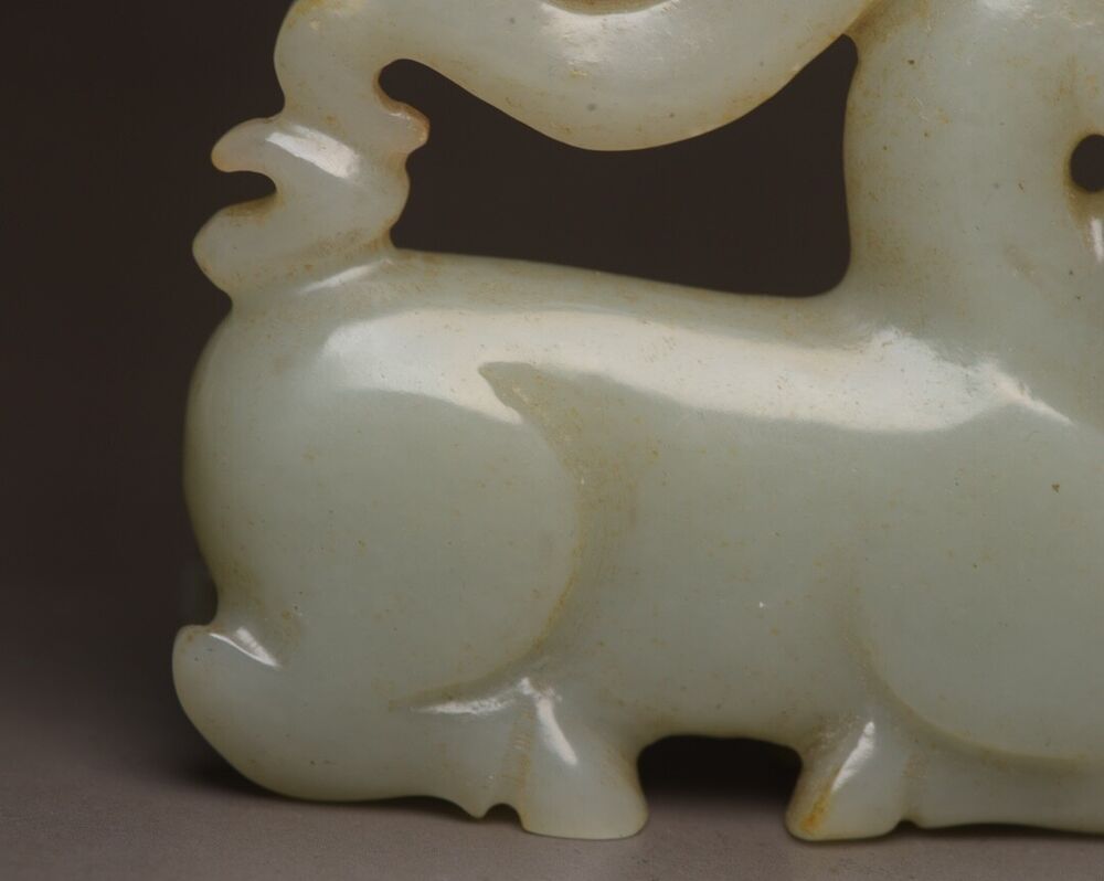 Collection Chinese Hetian Jade Carving Exquisite Deer Statue Sculpture Art Work