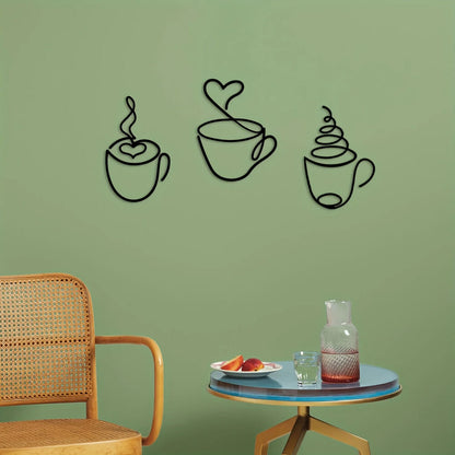 Add a Touch of Charm to Your Kitchen with this 3pcs Coffee Cup Wall decor metal