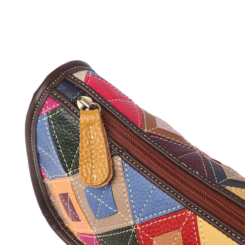 Real Leather Colorful (random) Patchwork Handbag Women's Tote Sling Shoulder Bag