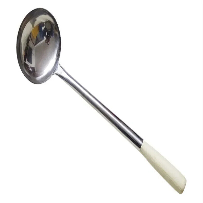 Kitchen Cooking Utensils Stainless Steel Wood Handle Big Long Spatula Soup Spoon