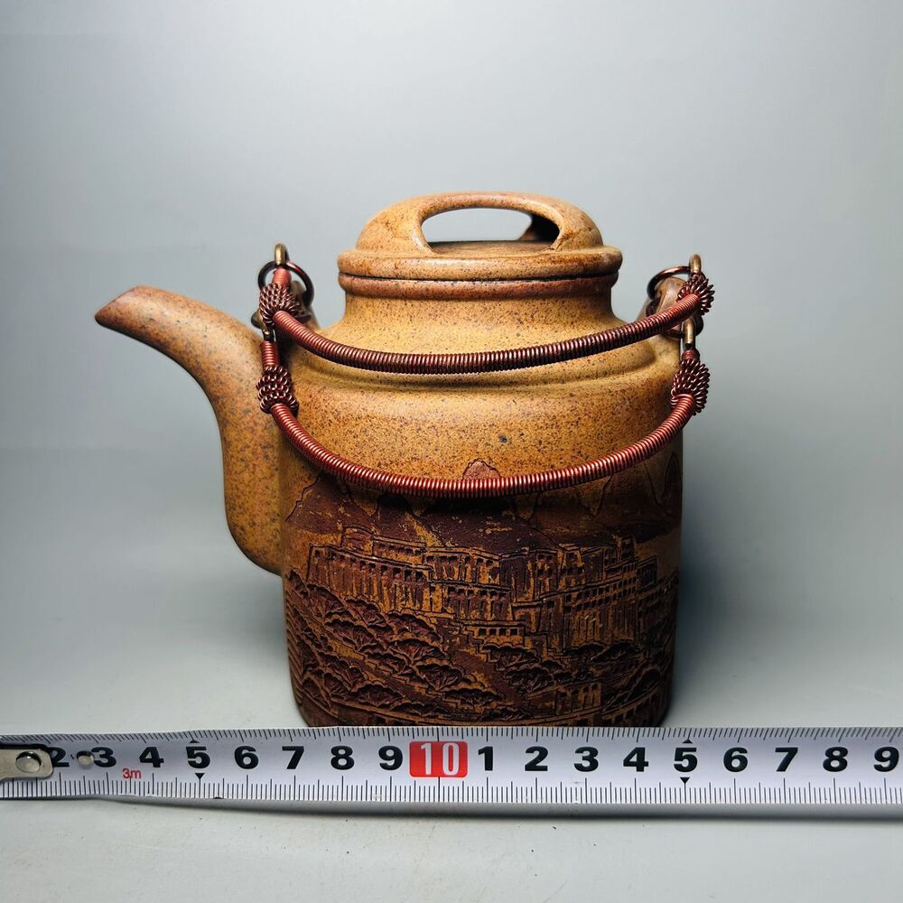 Vintage Chinese Yixing Purple Clay Teapot Zisha Ceremony Carving Collectible Art