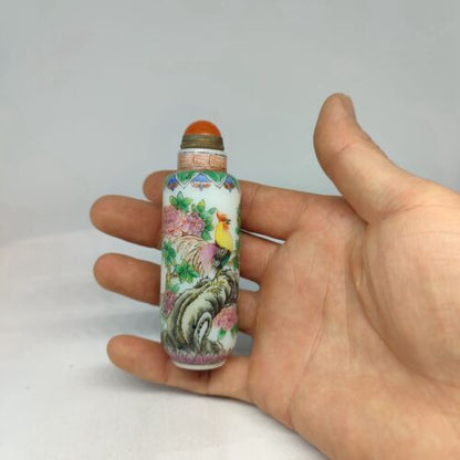 vintage chinese peking glass signed antique snuff bottle hand painted rooster