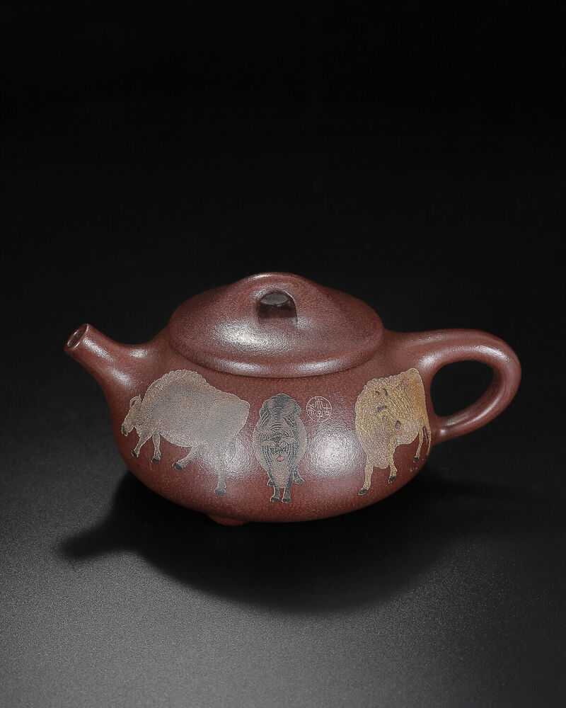 Chinese Yixing Zisha Clay Handmade Exquisite Teapot （五牛石瓢 底款：高永伟）