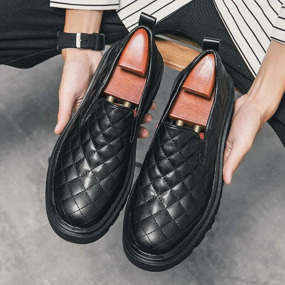 Loafers Shoes Men Black Breathable Height Increasing Men Shoes