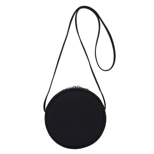 Canvas Small Crossbody Bags for Women Circle 7.87”(L)2.36”(W)7.87”(H), Black
