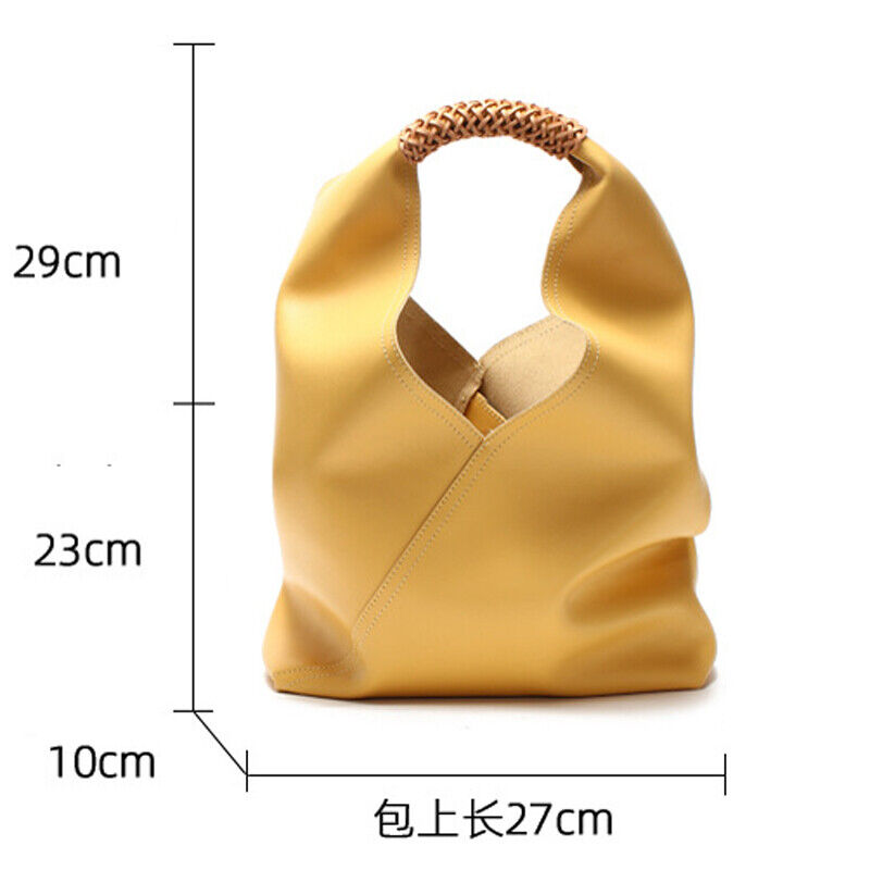 100% Genuine Leather Women's Designer Tote Underarm Bag Handbag Bucket Woven Bag