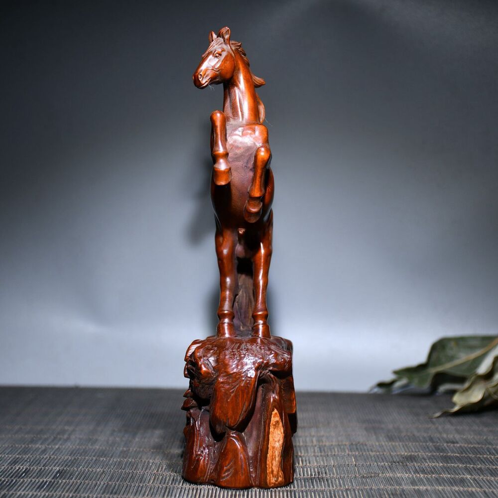 Chinese Vintage Boxwood Carving Horse Statue Collection Sculpture Nice Art Work