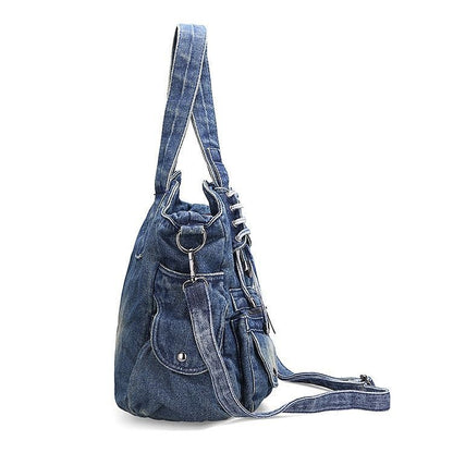 Large Handbag Denim Bag Women Shoulder Jeans Tote Purse Pockets Hobo Pouch 1 PC