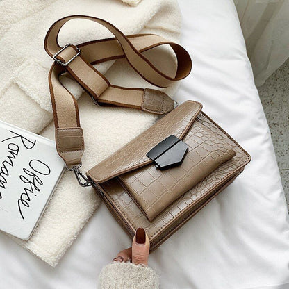 Handbag Fashion Simple Style Shoulder Bag Retro Wide Strap Messenger 20*14*8 CM