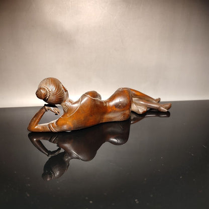 7"chinese carving beautifully carved women girl Figurines statue home decor wood