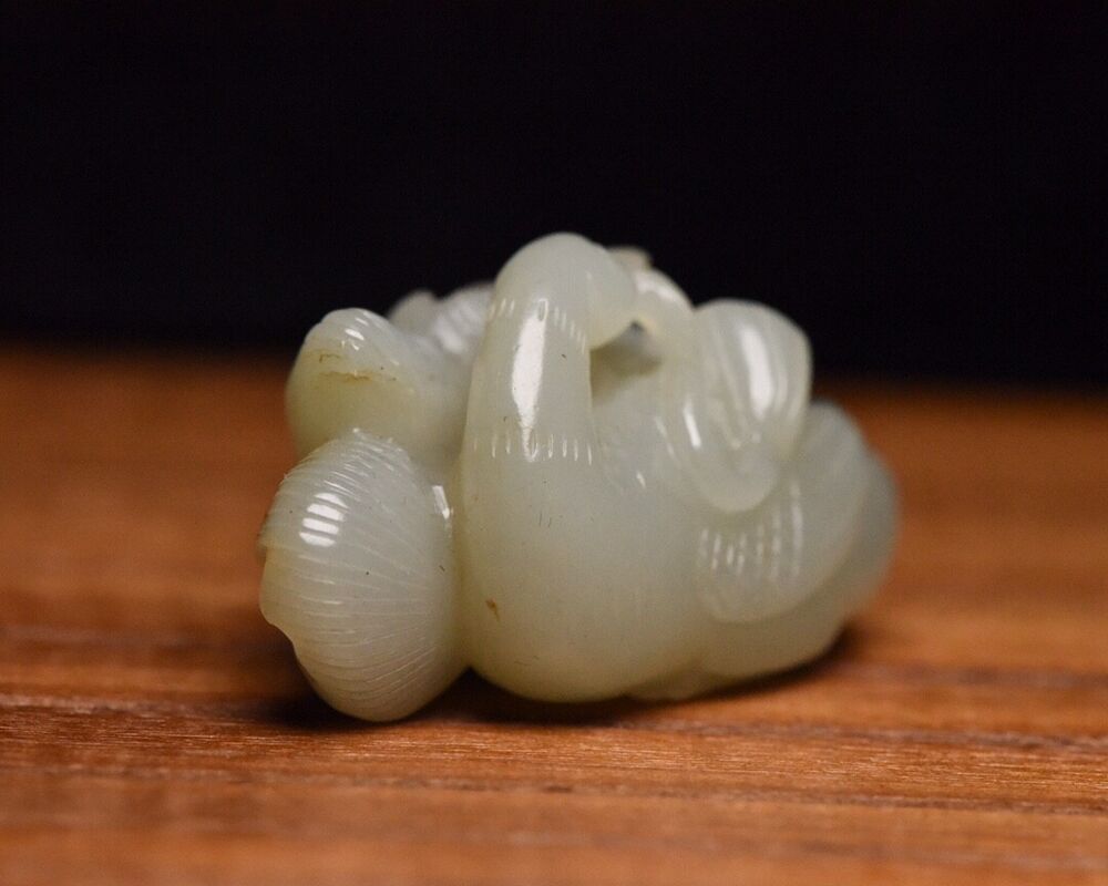 Collection Chinese Antique Natural Hetian Jade Carved Nice Goose Statue Figurine