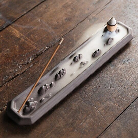 Ceramic Backflow Incense Burner Mountain Coral Stone Incense Holder for Sticks
