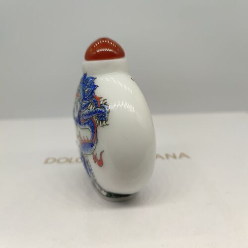 vintage chinese Glass snuff bottles dragon statue Painted snuffbox gifts figures