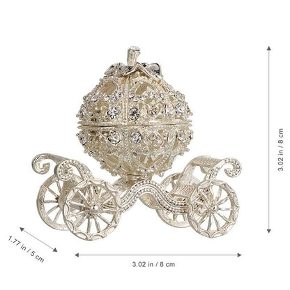 Jewelry Box Pumpkin Carriage Crystal Wedding Ring Jeweled Trinket Alloy 8x8x5cm