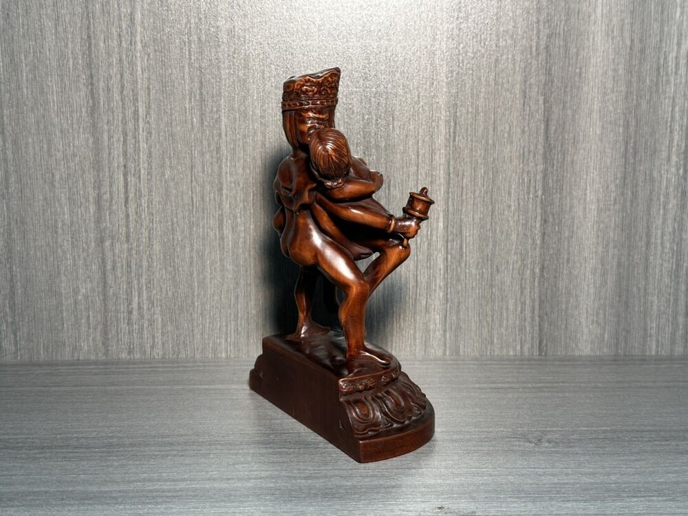 Collect Chinese Old Boxwood Carved Sexy Figure Statue Wooden Art Statue