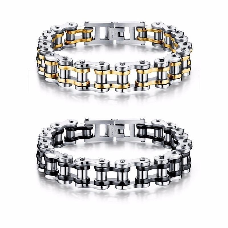 Solid Stainless Steel Motorcycle Bike Chain Design Bracelet Men's Jewelry 8.5 in