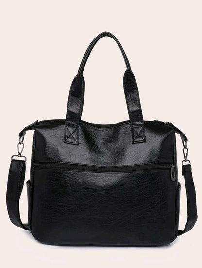 Leather Bag For Women Large Shoulder Handbag Crosdbody Satchel Bags 14"(Black)