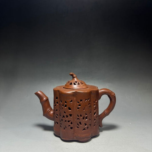 Chinese Yixing Zisha Clay Handmade Exquisite Teapot（镂空节节高 底款：陈鸣远）