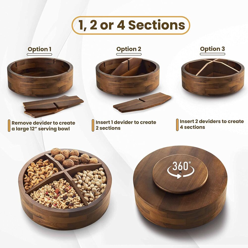 Wooden Organizer for Table Countertop Kitchen Storage Food Bin Container Spices