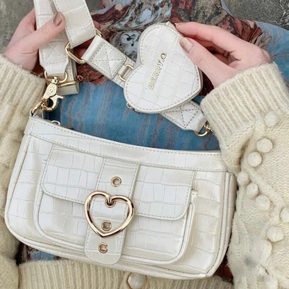 Shoulder Bag Synthetic Leather Crossbody Bag Coin Purse Handbag Wallet 23*12*3CM