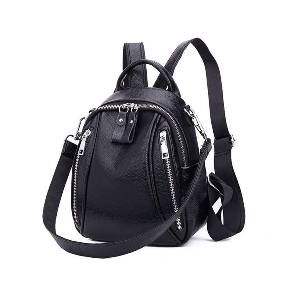 Genuine Leather Backpacks Waterproof School Bags Softback Polyester 22*11*25 CM