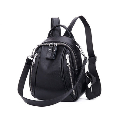 Genuine Leather Backpacks Waterproof School Bags Softback Polyester 22*11*25 CM