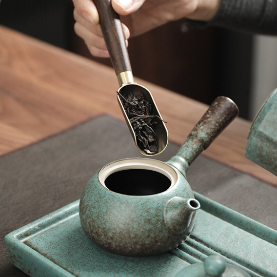Green Ceramic Kyusu Teapots Asian Tea Pot 200ml