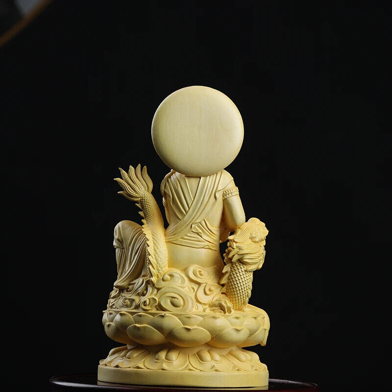 18cm Boxwood Wood Statue Figure Statue Buddha God Myth Feng Shui Office Wood