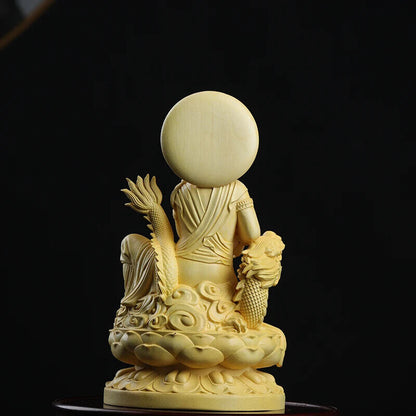 18cm Boxwood Wood Statue Figure Statue Buddha God Myth Feng Shui Office Wood