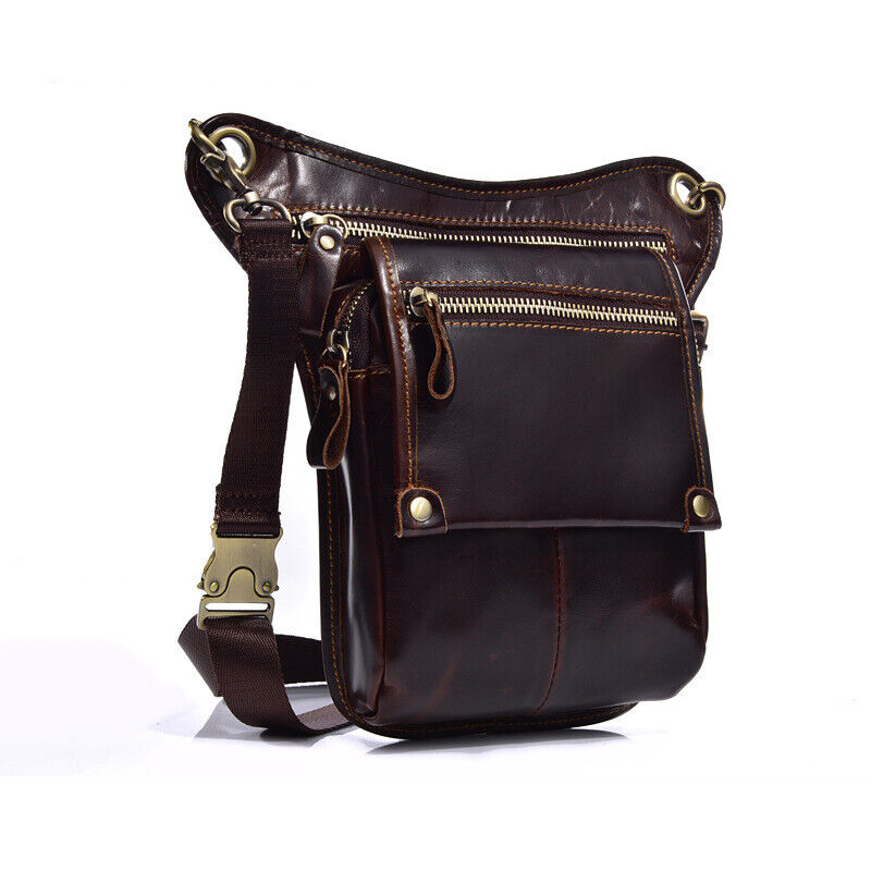 Motorcycle Outdoor Vintage Leather Drop Leg Bag Tactical Thigh Waist Fanny Pack