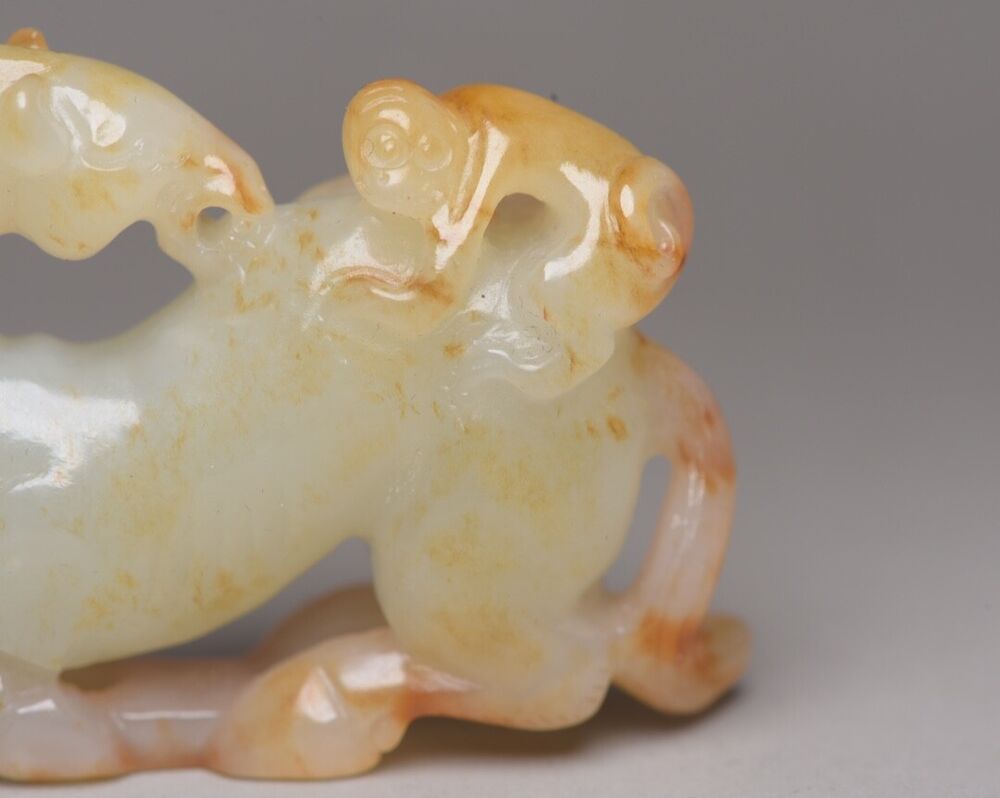 Chinese Natural Hetian Jade Carving Horse Monkey Statue Nice Figurines Art Rare