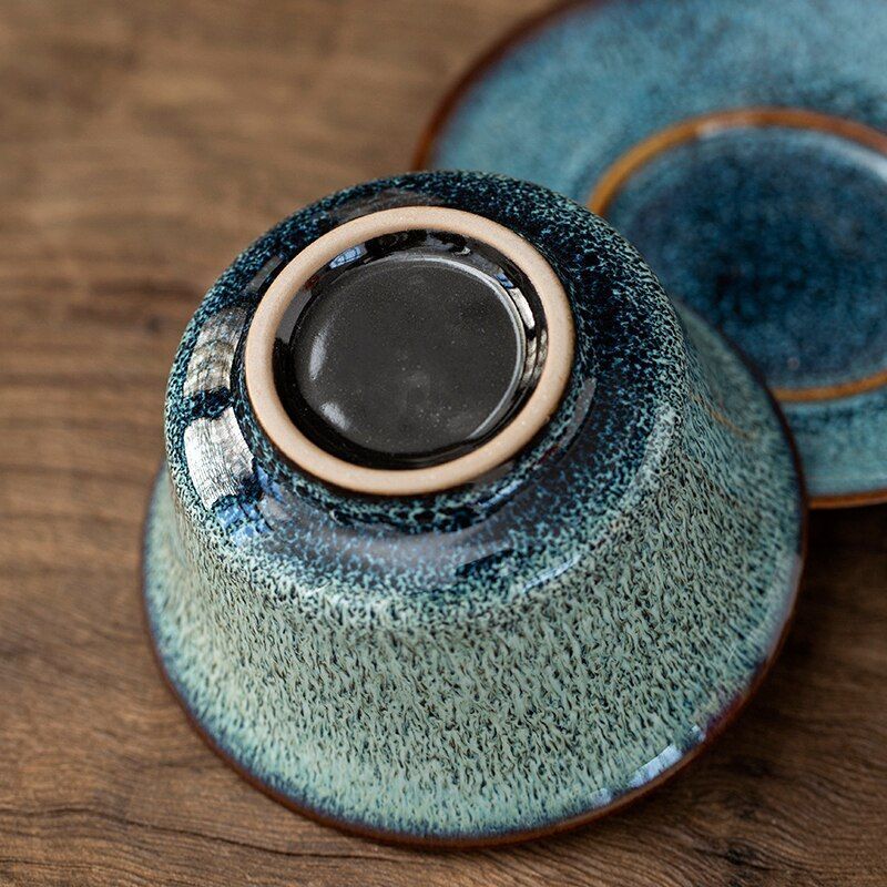 Handmade Ceramic Blue Gaiwan Pigmented Pottery Tea Maker Accessory Drinkware New