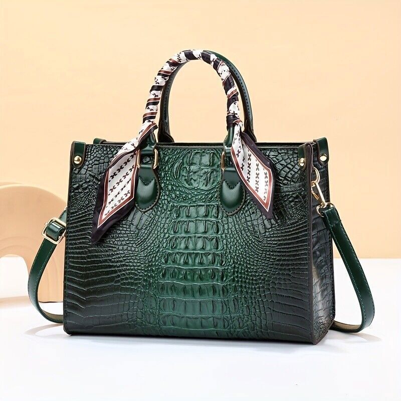 Fashion Crocodile Pattern Handbag Faux Leather Shoulder Bag Women's Purse