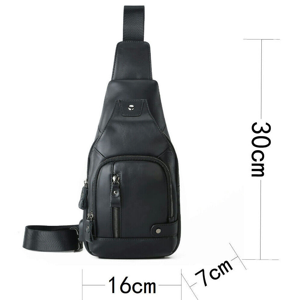 Real Cow Leather Casual Sling Bag Vintage Genuine Leather Crossbody Bag for Men