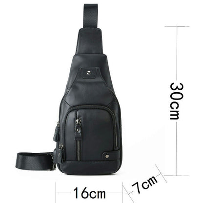 Real Cow Leather Casual Sling Bag Vintage Genuine Leather Crossbody Bag for Men