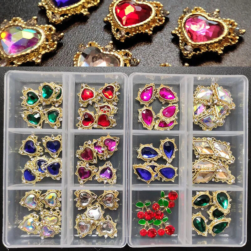 Nail Charms 30Pcs Boxed Luxury Shiny Planet Alloy 3D Art Rhinestones Bling Decor