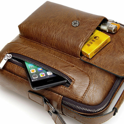 Casual Men Shoulder Bag Vintage Crossbody Bags PU Leather Handbag
