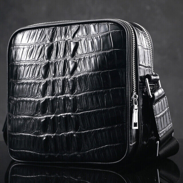 Top Cowhide Crocodile Alligator Embossed Shoulder bag Mens Luxury Multifunct Bag