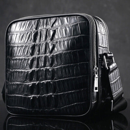 Top Cowhide Crocodile Alligator Embossed Shoulder bag Mens Luxury Multifunct Bag