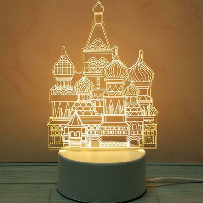 3D LED Night Light USB Chrome Small Table Lamp Hearts Novel Illusion Lamp Girl