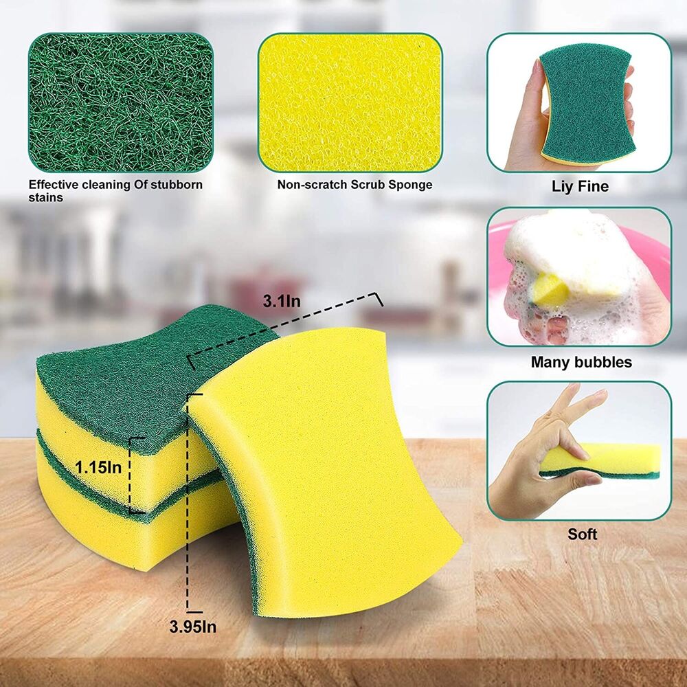 5 Pack Heavy Duty Scrub Sponges Washing Dishes Cleaning Kitchen Dish Sponge NEW