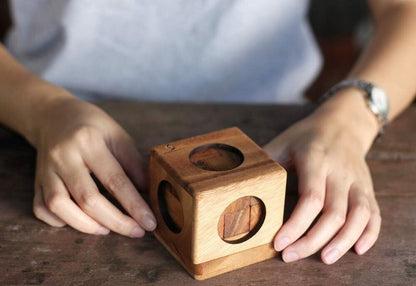 Handmade Wooden Puzzle for Adults Cube 3D Brain Teaser Game Desk Decoration