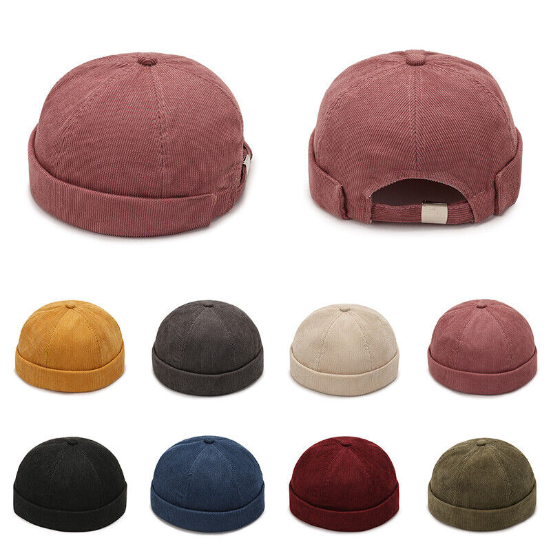 Men's Beanie Hats Retro Brimless Hat Hip-hop Rolled Cuff Skullcap Sailor Caps*