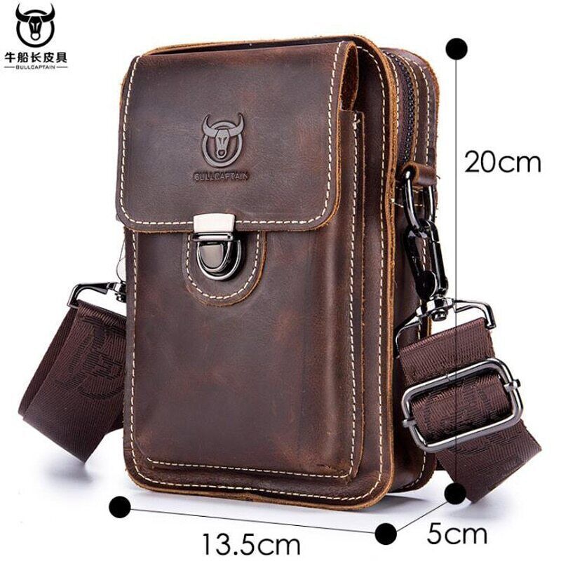 Men Genuine Leather Small Chest Shoulder Bag Waist Packs Phone Pouch